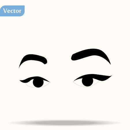 Woman eyes and eyebrows close up, isolated. Black and white.のイラスト素材