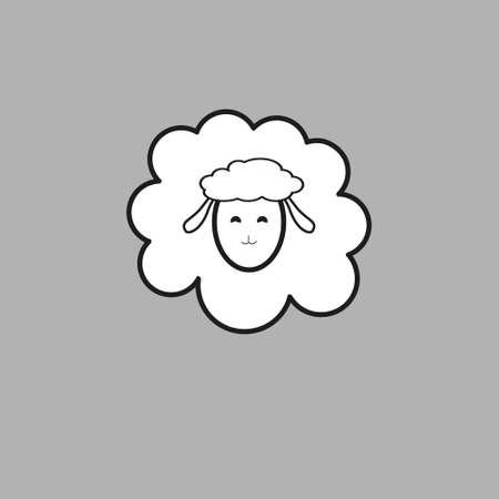 Vector sheep or ram icon, logo, template, pictogram. Modern emblem for market, internet, design, decoration. Trendy simple lamb or ewe symbol.のイラスト素材