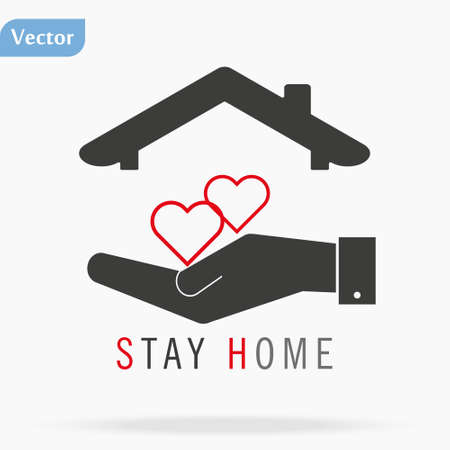 Stay Home icon. Staying at home during a pandemic print. Home Quarantine illustration.のイラスト素材