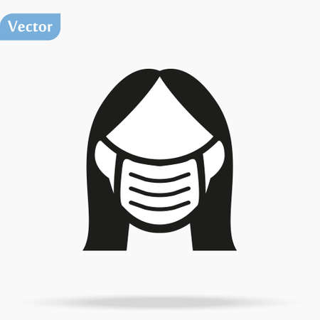 Medical Hygienic Face mask on woman for highly Air pollution, Dust hazard protection equipment vector icon isolate on white background.のイラスト素材