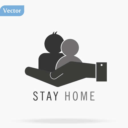 Flat hand showing the icon of home - Stay at home icon vector illustrationのイラスト素材