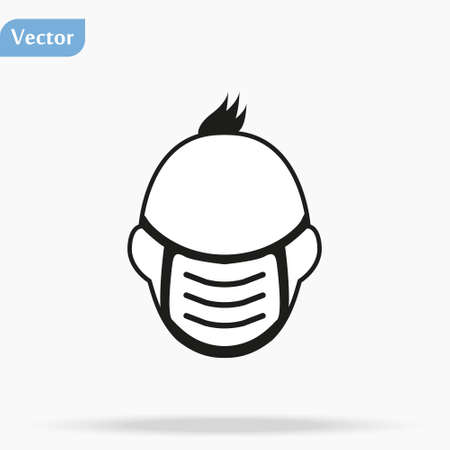 Medical Hygienic Face mask on man for highly Air pollution, Dust hazard protection equipment vector icon isolate on white background.のイラスト素材