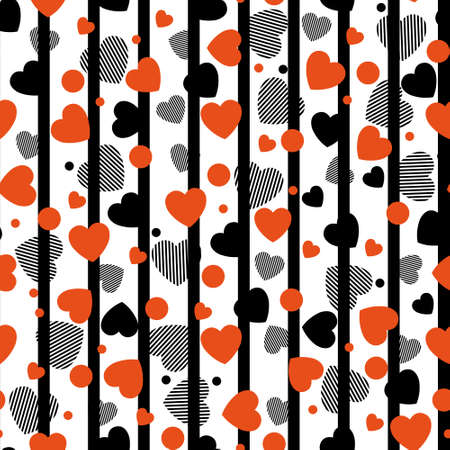 Seamless with hearts. Hearts and Stripes Seamless Vector illustrationのイラスト素材