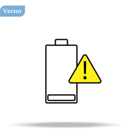 Battery charging flat icon. Battery level indicator. Status. Battery icon. Low battery warning.のイラスト素材