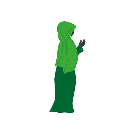 Illustration of Beautiful Muslim Women with Niqab. Cartoon of Islamic Women in Niqab Style.のイラスト素材