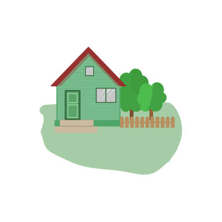 Vector flat icon suburban american house. For web design and application interface, also useful for infographics. Family house icon isolated on white background.のイラスト素材