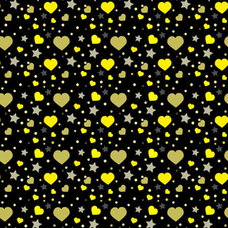 Seamless pattern with yellow watercolor hearts. Background design.のイラスト素材