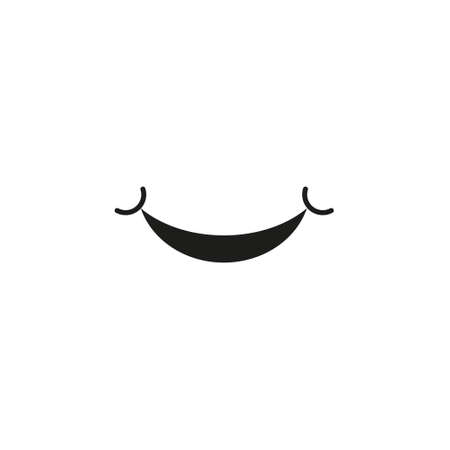 Smile icon template design. Smiling emoticon vector on yellow background. Face line art style - Vectorのイラスト素材