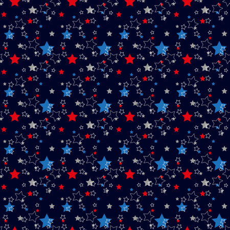 Seamless pattern with black stars on white background. Vector illustration.のイラスト素材
