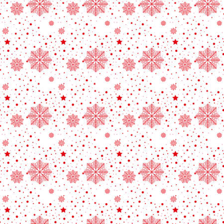 Pattern of red snowflakes on a light background. Snowflake vector pattern.のイラスト素材