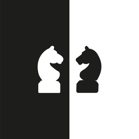 Modern flat vector chess knight icon with long shadowのイラスト素材