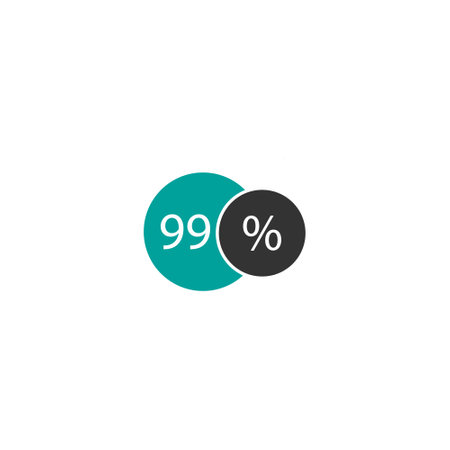 99 Percentage pie diagrams on the white background, pie chart for Your documents, reports, 99 circle...