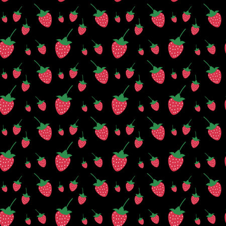 Seamless pattern of fresh strawberry on black background - Vector illustration eps10のイラスト素材