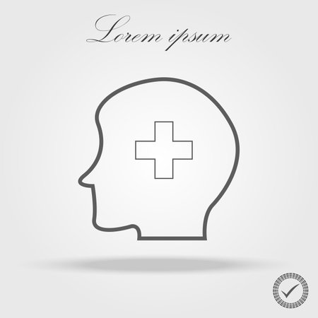 Human head with Cross Medicine icon Vector. Outline plus icon illustration isolated vector sign symbolのイラスト素材