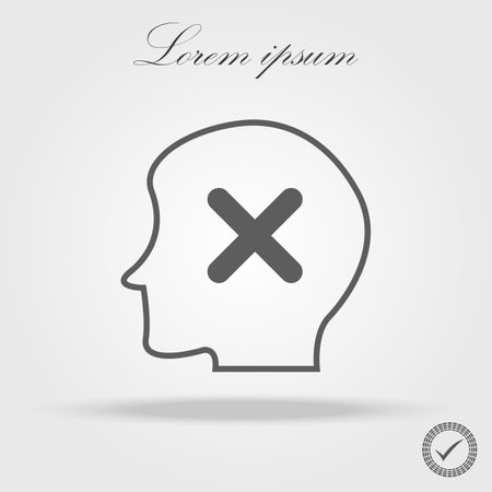 Profile head icon with cancel sign. head silhouette icon and close, delete, remove symbol. Vector iconのイラスト素材
