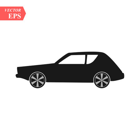 Simple Car Icon Vector. Flat Hatchback symbol. Perfect Black pictogram illustration on white background. eps10のイラスト素材
