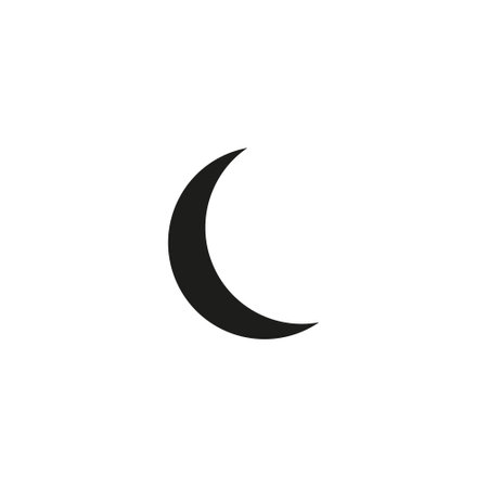 Simple black crescent moon shape on white backgroundのイラスト素材