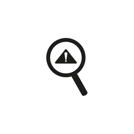 Problem identification icon. magnifying glass with exclamation mark. icon related to warning,のイラスト素材