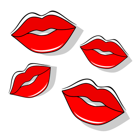 Set of red lips on a white backgroundのイラスト素材