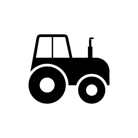 Tractor side view silhouette icon on white background.のイラスト素材