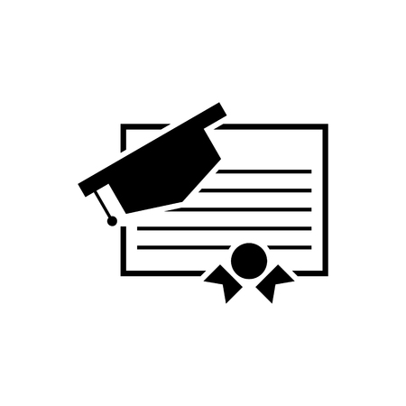 Diploma and graduate cap vector icon.のイラスト素材