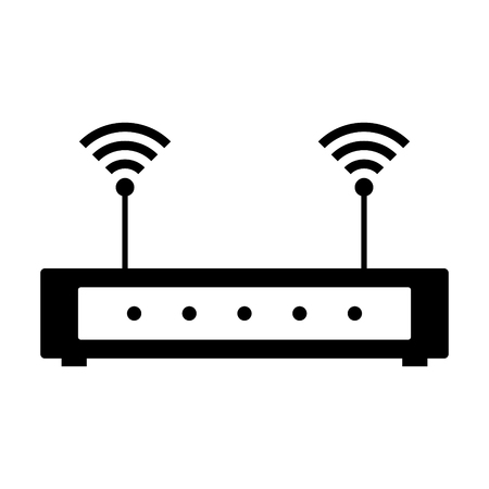 Wifi router with signal vector iconのイラスト素材