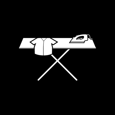 Ironing board with cloth and iron vector iconのイラスト素材