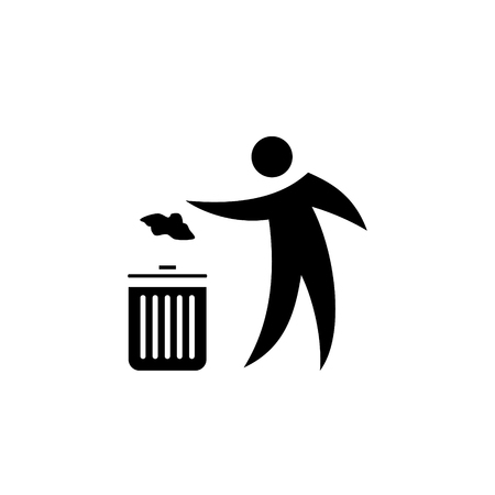 Person throwing paper to a trash vector iconのイラスト素材