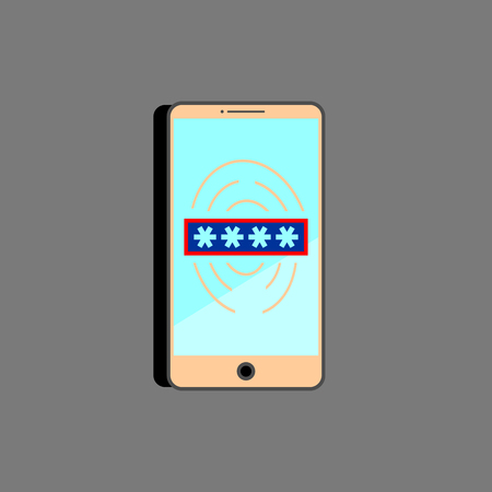 Fingerprint scanner with password on mobile phone vector iconのイラスト素材