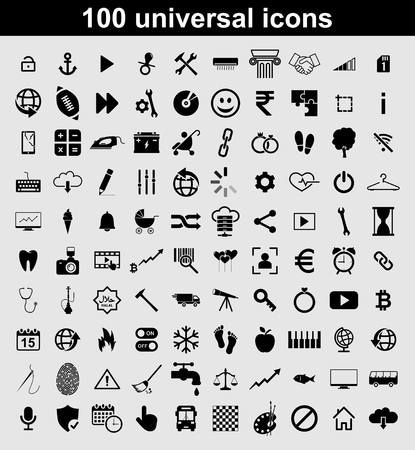 Set 100 universal vector iconsのイラスト素材