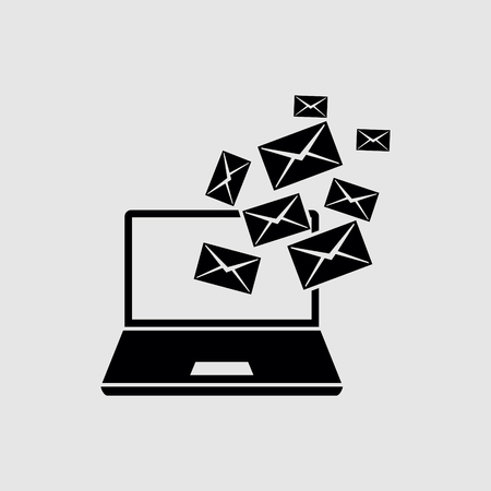 Laptop with emails vector iconのイラスト素材