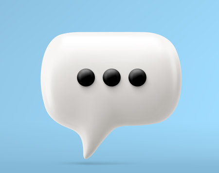Vector illustration glossy empty white speech bubbles. Dialogue cloud 3d talking windowのイラスト素材