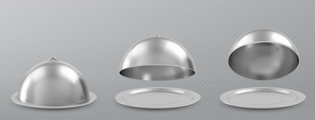 Empty restaurant cloche. Vector illustration over white background.のイラスト素材