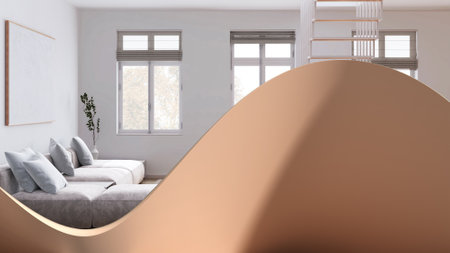 Abstract architecture background, wavy fluid shape, creative wall, minimal scandinavian living room...