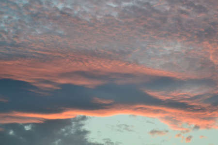 Sky at sunset with pink cloudsの写真素材