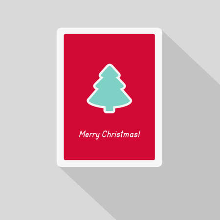 Vector greeting card with Christmas tree in minimalist styleのイラスト素材