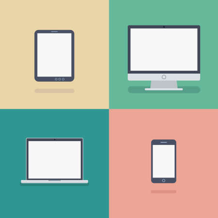 Vector illustration of different devices icons in flat styleのイラスト素材