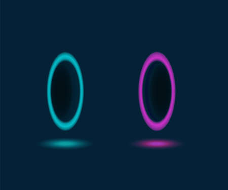 Vector illustration of abstract fantastic portal for teleportation on dark blue backgroundのイラスト素材