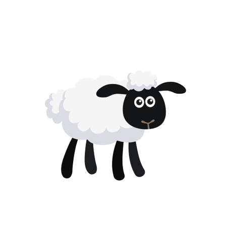 Vector illustration of standing cartoon sheep isolated on white backgroundのイラスト素材