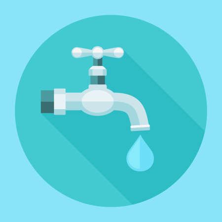 Vector illustration of water tap flat icon with long shadowのイラスト素材