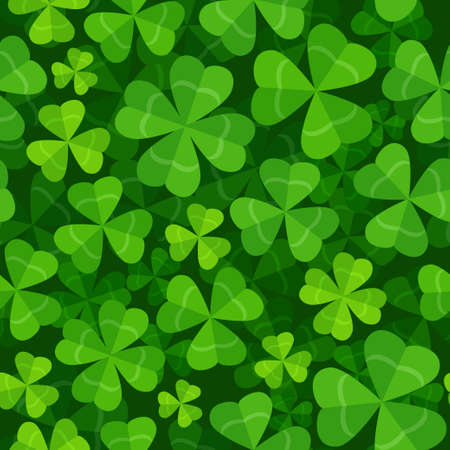 Vector seamless pattern with clover three and four leavesのイラスト素材