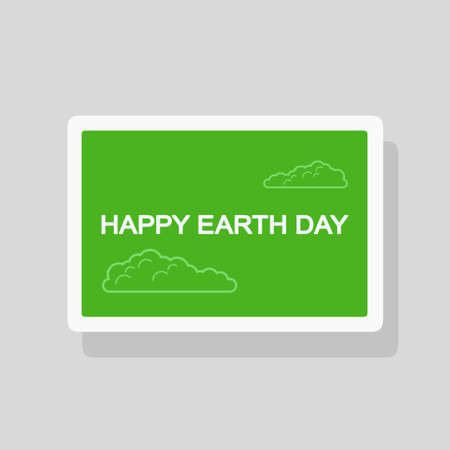 Vector illustration of Earth Day greeting card with stylized foliage on green background. Minimalist styleのイラスト素材