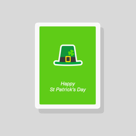 Vector illustration of Saint Patrick's Day greeting card with flat stylized green hatのイラスト素材