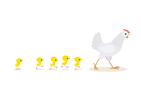 Illustration of walking red hen and chicks isolated on white background 
Vector illustration of walking red hen and chicks isolated on white backgroundのイラスト素材
