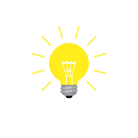 Light bulb shining icon in flat styleのイラスト素材