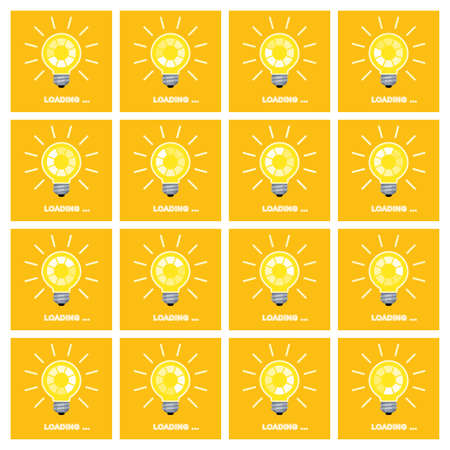 Light bulb with rotating preloader animation flatのイラスト素材