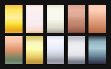 Vector set of gradient backgrounds metallic colorのイラスト素材