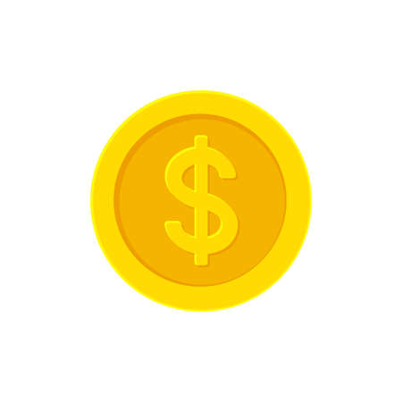 Dollar golden coin. Flat icon isolated on white.のイラスト素材