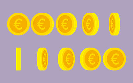 Euro coin rotating gif animation sprite sheetのイラスト素材