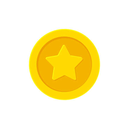 Golden coin with a Star. Vector illustrationのイラスト素材